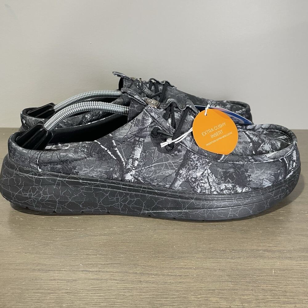Jelly Roll Hey Dude Mens Size 13 Slides NEW Realtree Edge Wally Black Camo Shoes